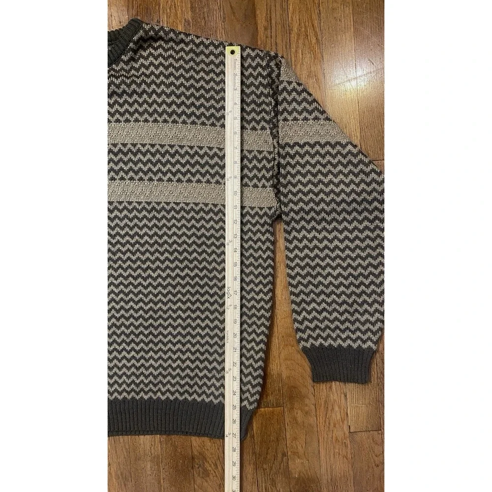 Men's Crossings Y2K Knit Sweater Geo Zig Zag Pattern Size XL Vintage Inspired